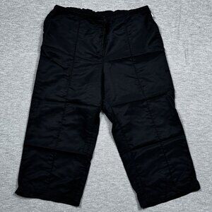 Nike Capri Pants Womens Sz Lg Black Nylon Elastic Drawstring Waist Straight Leg